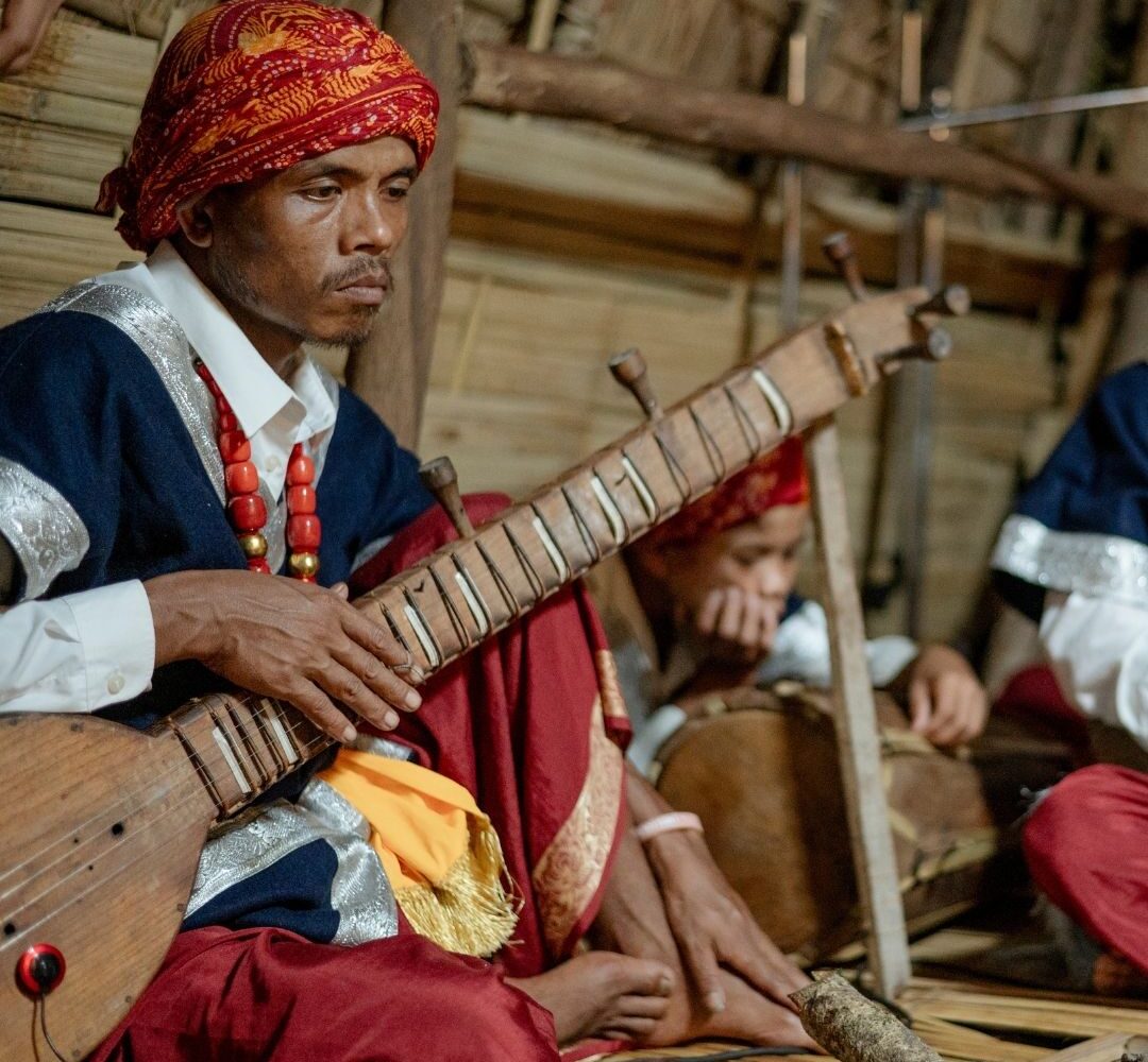 Traditional musicians of Pynter in Meghalaya- Sitar player