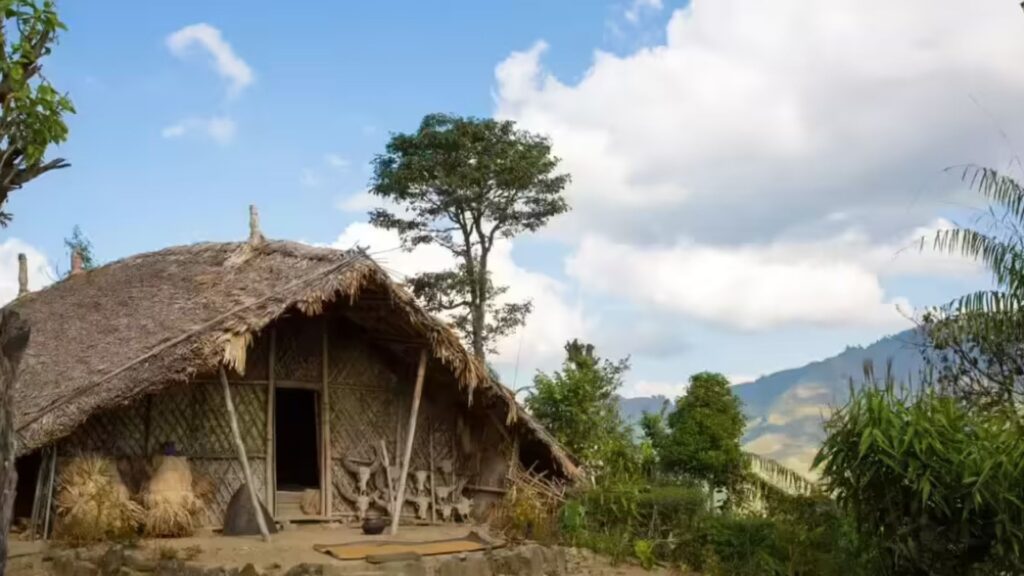 Traditional houses in Longwa Nagaland near Myanmar border