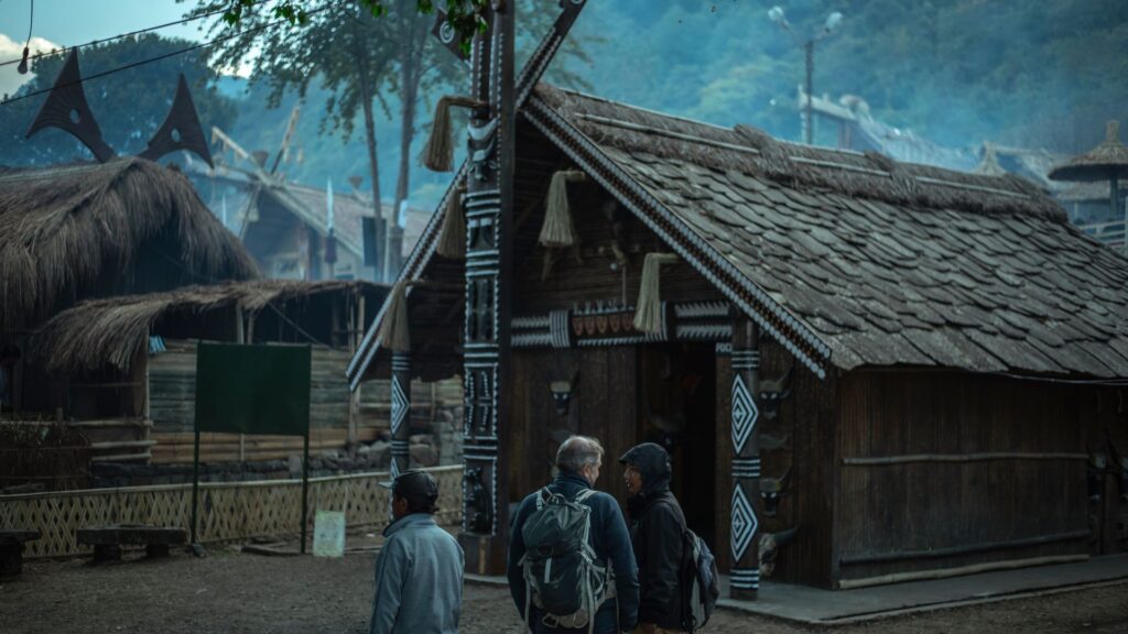 Traditional houses in Longwa Nagaland near Myanmar border