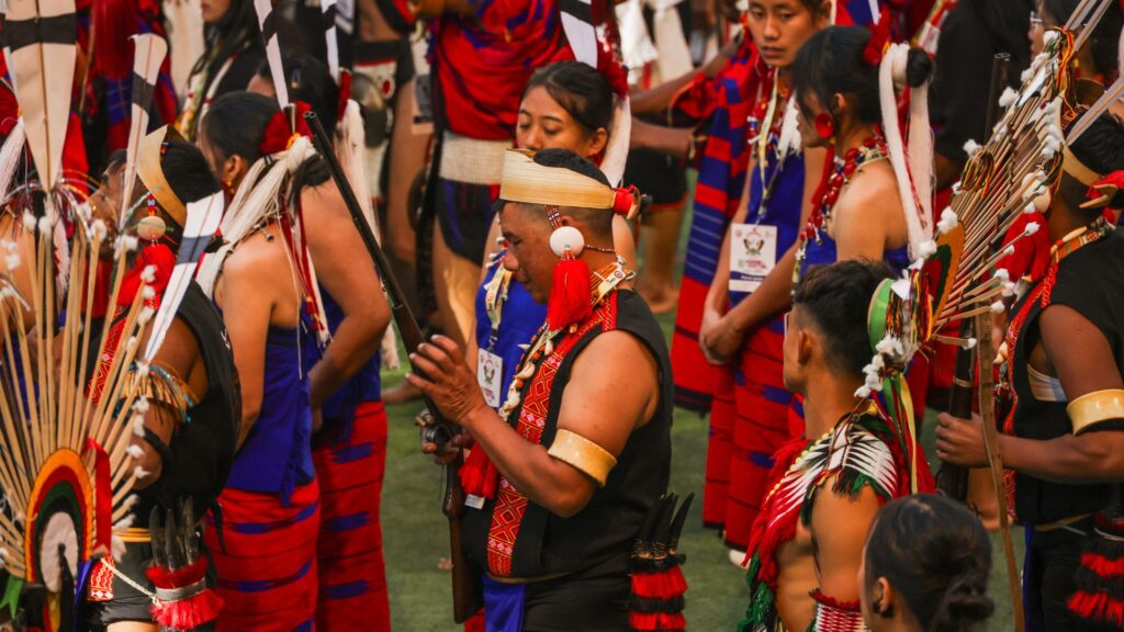 Hornbill Festival participants in traditional attire