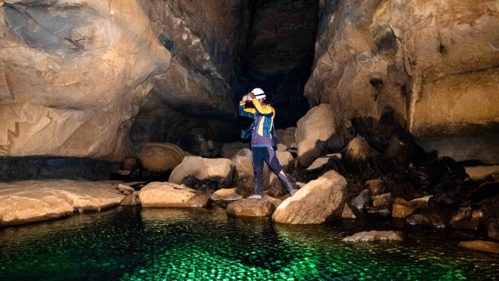 Limestone curtains inside cave