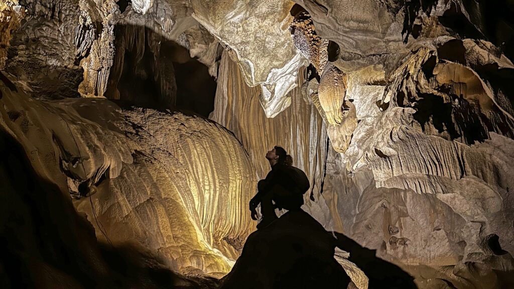 Limestone formations inside cave