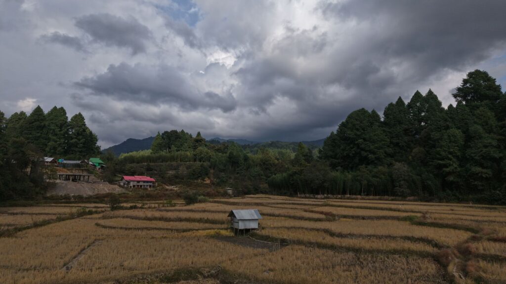 Moody clouds over village rice terraces.