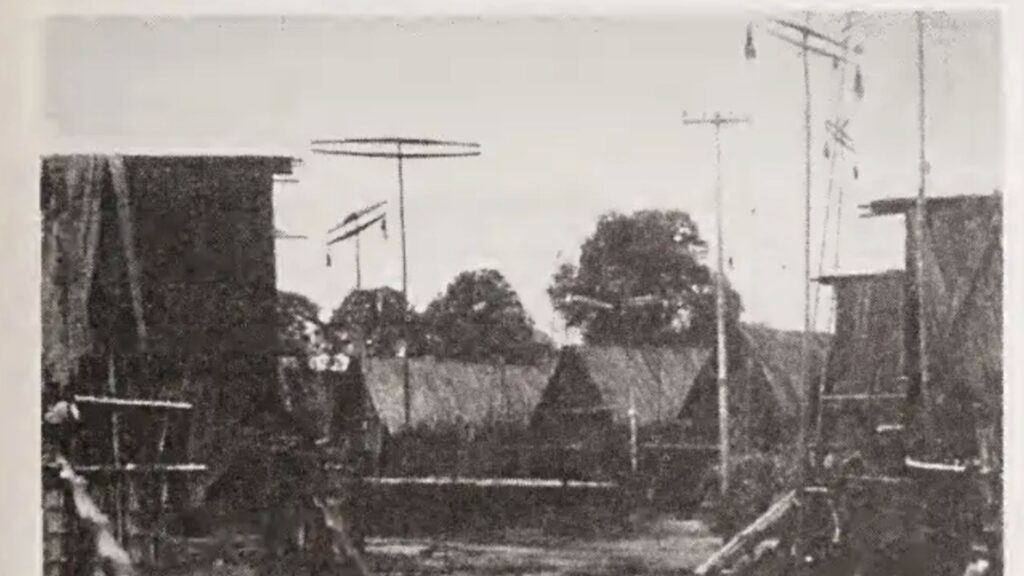 Old photograph of traditional stilt houses