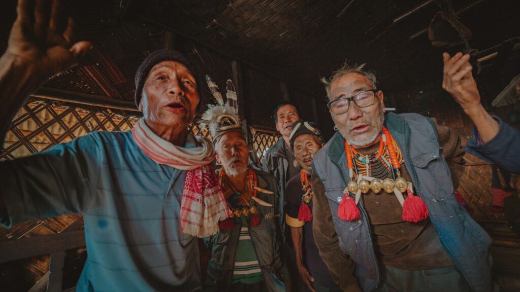 Group of Konyak elders singing together