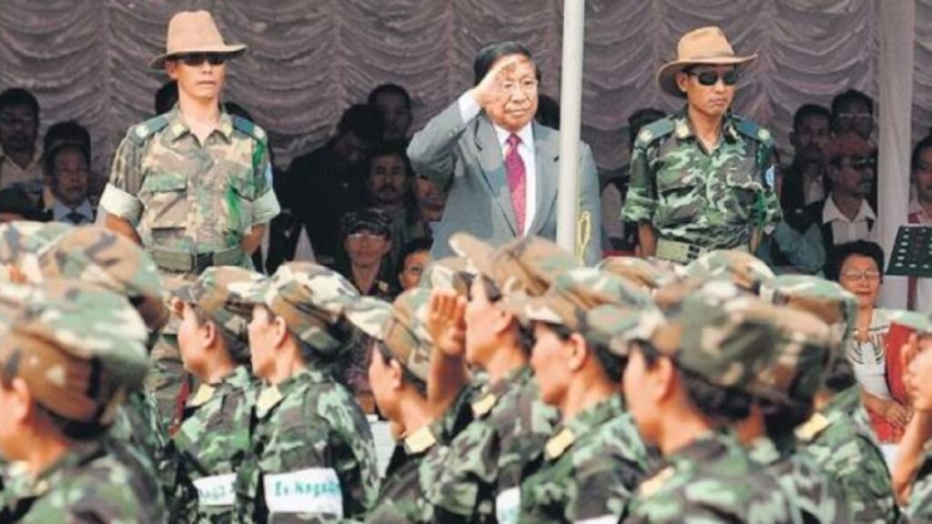 Military parade during post-war Naga political mobilisation