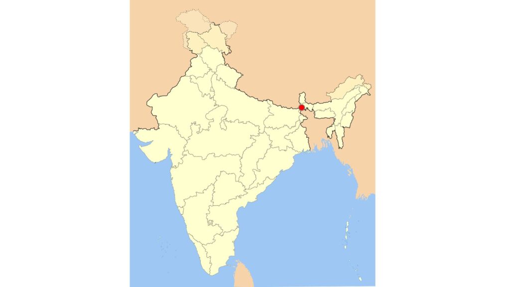 Map showing Northeast India location