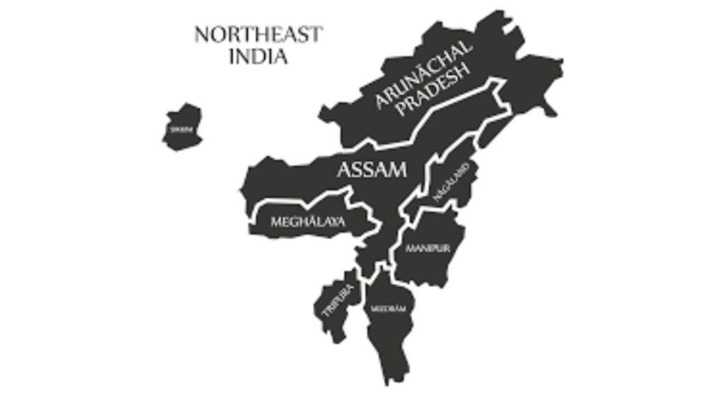 Map of Northeast Indian states