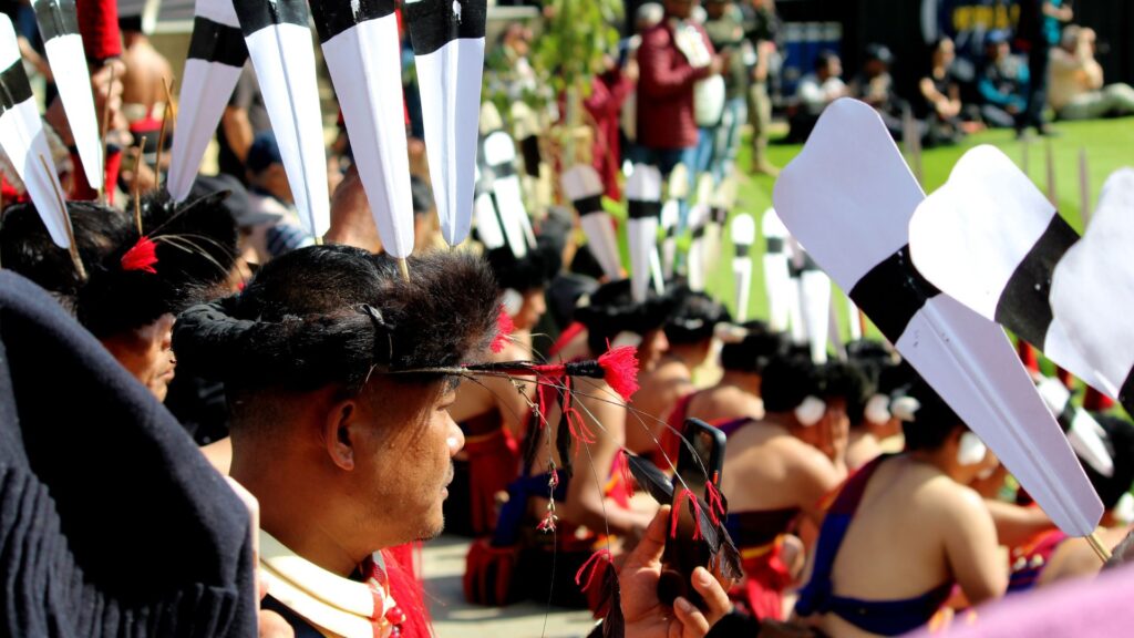 Festival participants in traditional attire