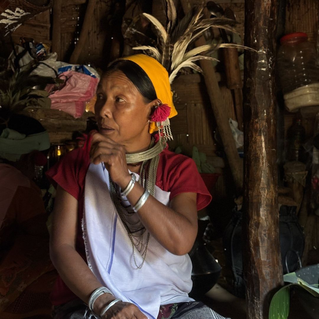 Garo woman in traditional attire indoors