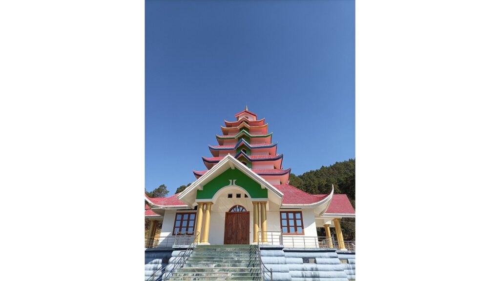 Colourful pagoda-style temple in Manipur