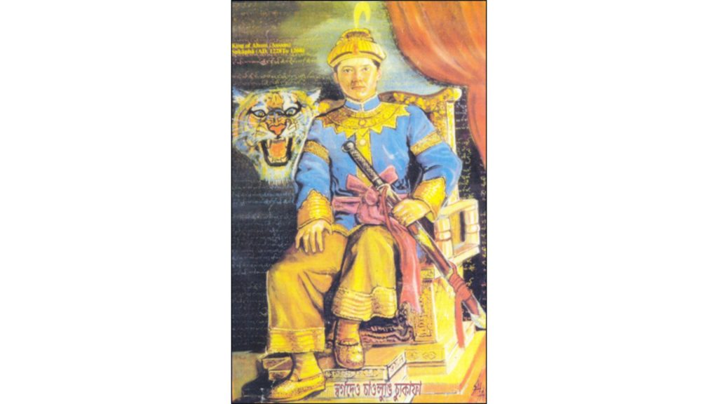 Portrait of Ahom king on throne