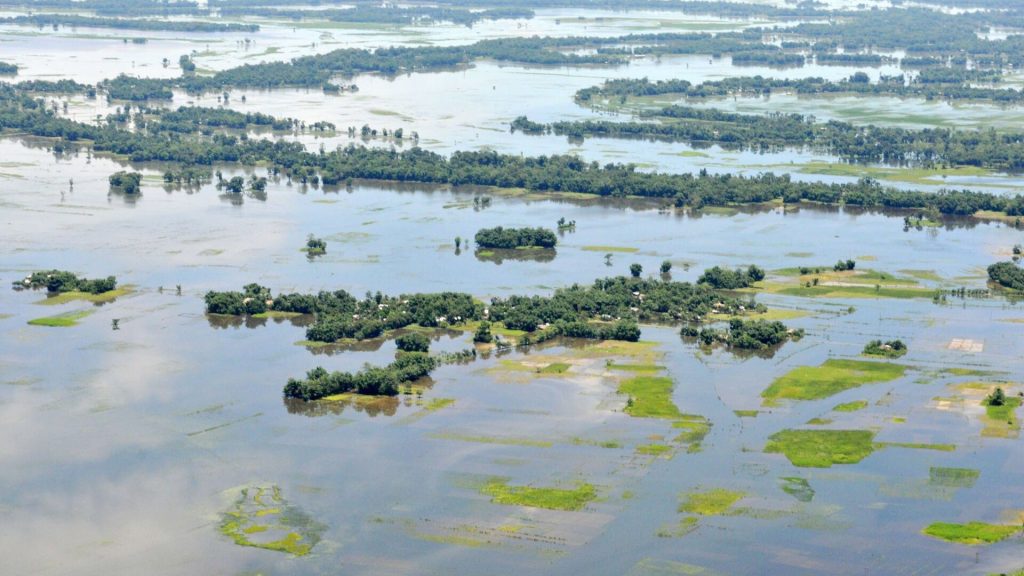 Aerial view of Assam floodplains