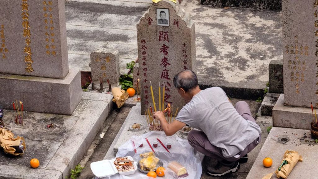 Ancestor worship at a cemetery